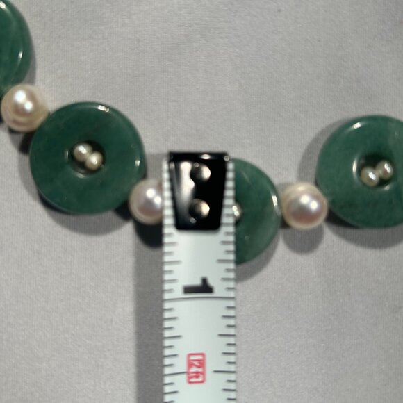 Jade and Freshwater Pearl Statement Necklace Choker Good Luck - Picture 6 of 8